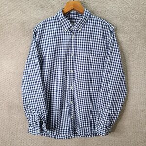 Gap Shirt Mens XL Blue Gingham Slim Fit Button Down Cotton Long Sleeve Casual